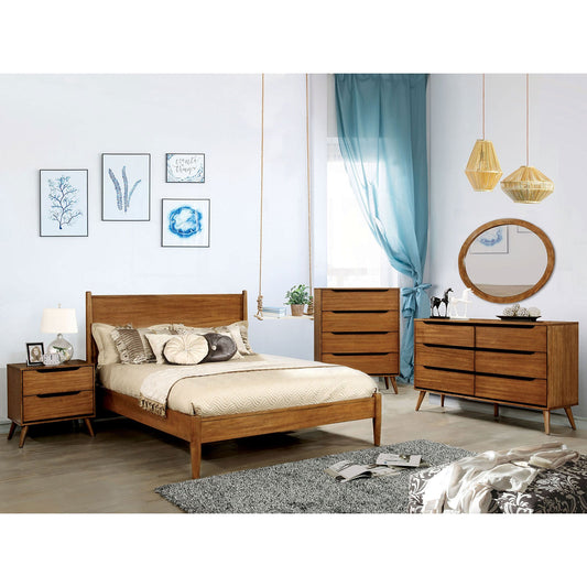 LENNART II Oak 4 Pc. Full Bedroom Set w/ Oval Mirror FOA East