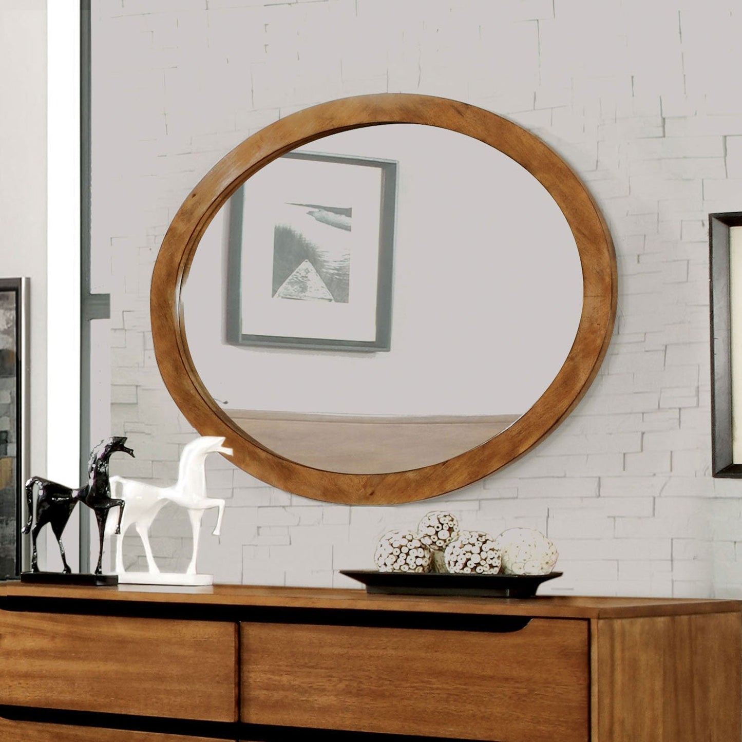 Lennart Oak Oval Mirror FOA East