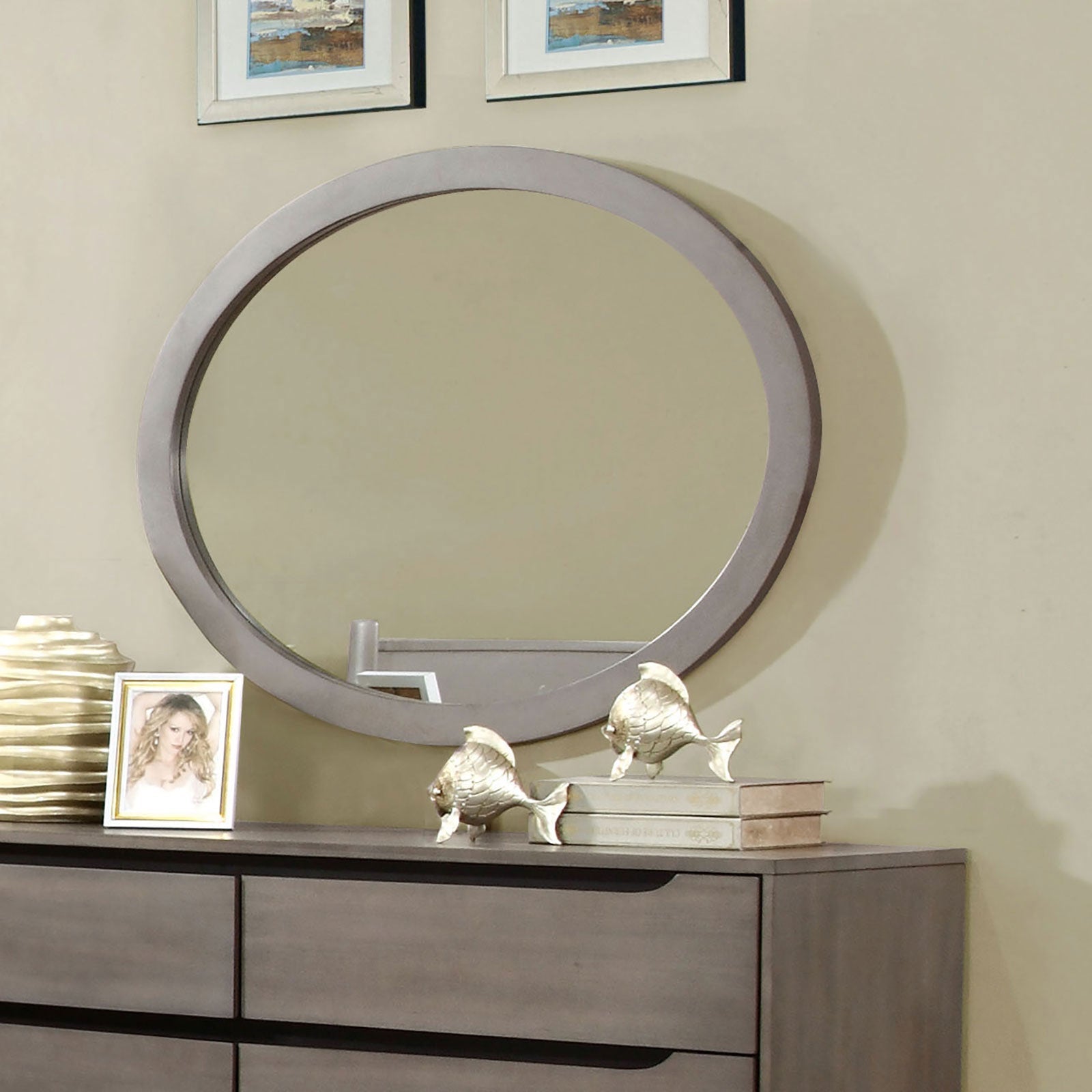 Lennart Gray Oval Mirror FOA East