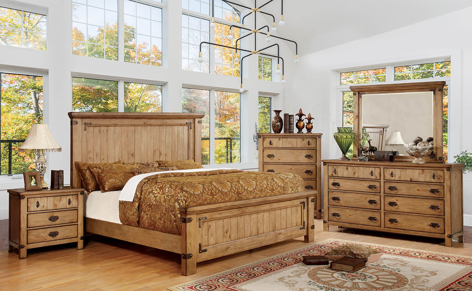 CARLSBAD Weathered Elm 5 Pc. Queen Bedroom Set w/ Chest FOA East