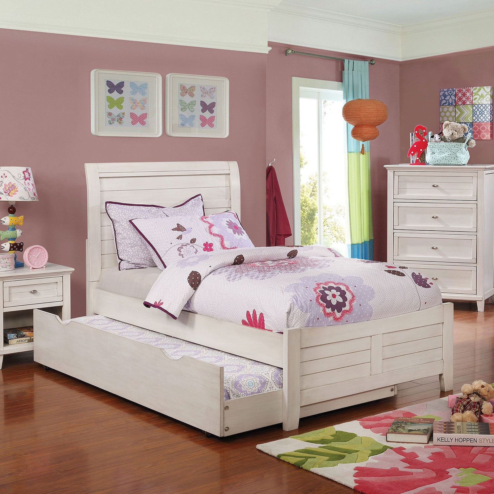 Brogan Antique White Twin Bed FOA East