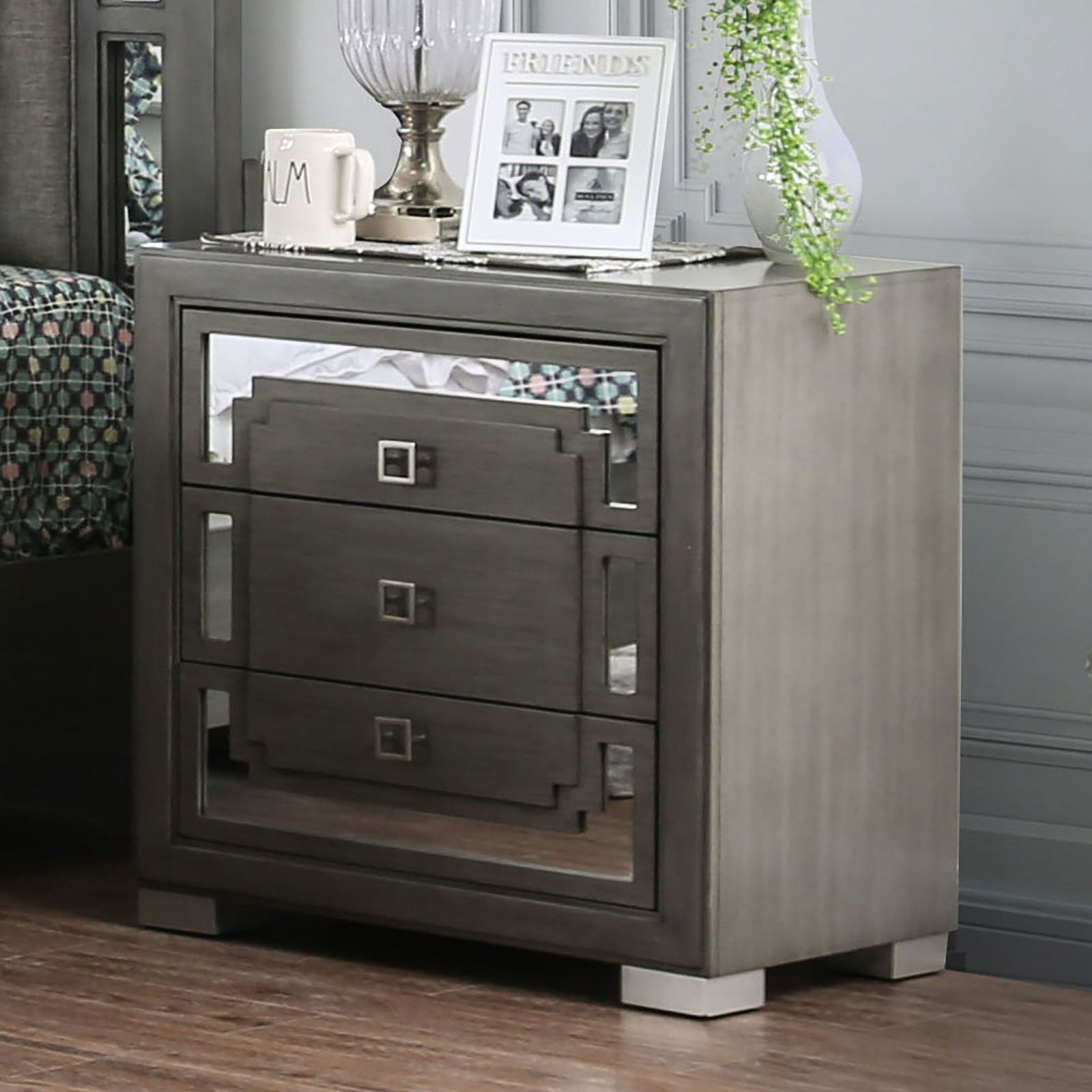 Jeanine Gray Night Stand w/ USB Outlet FOA East