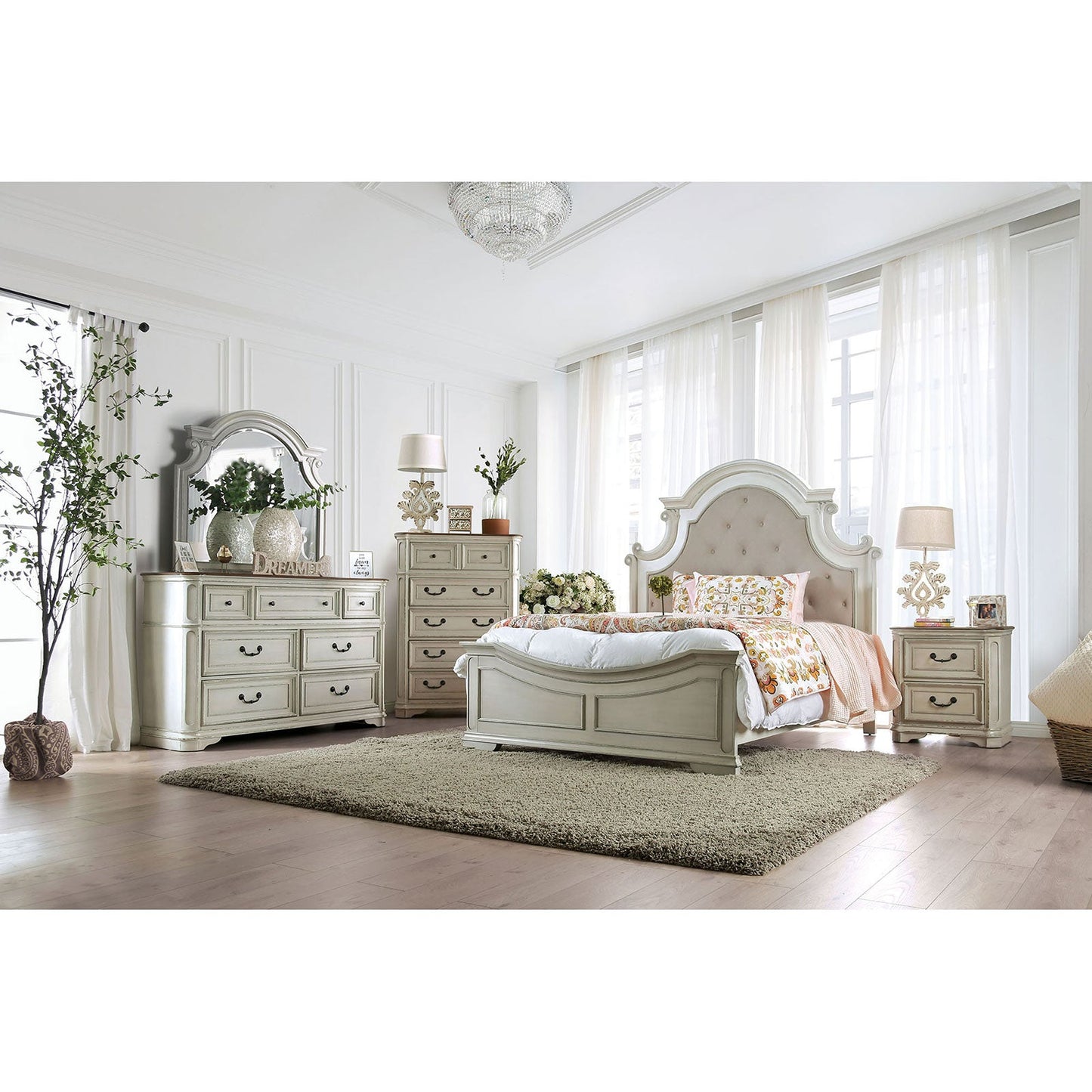 Pembroke Antique Whitewash 4 Pc. Queen Bedroom Set FOA East