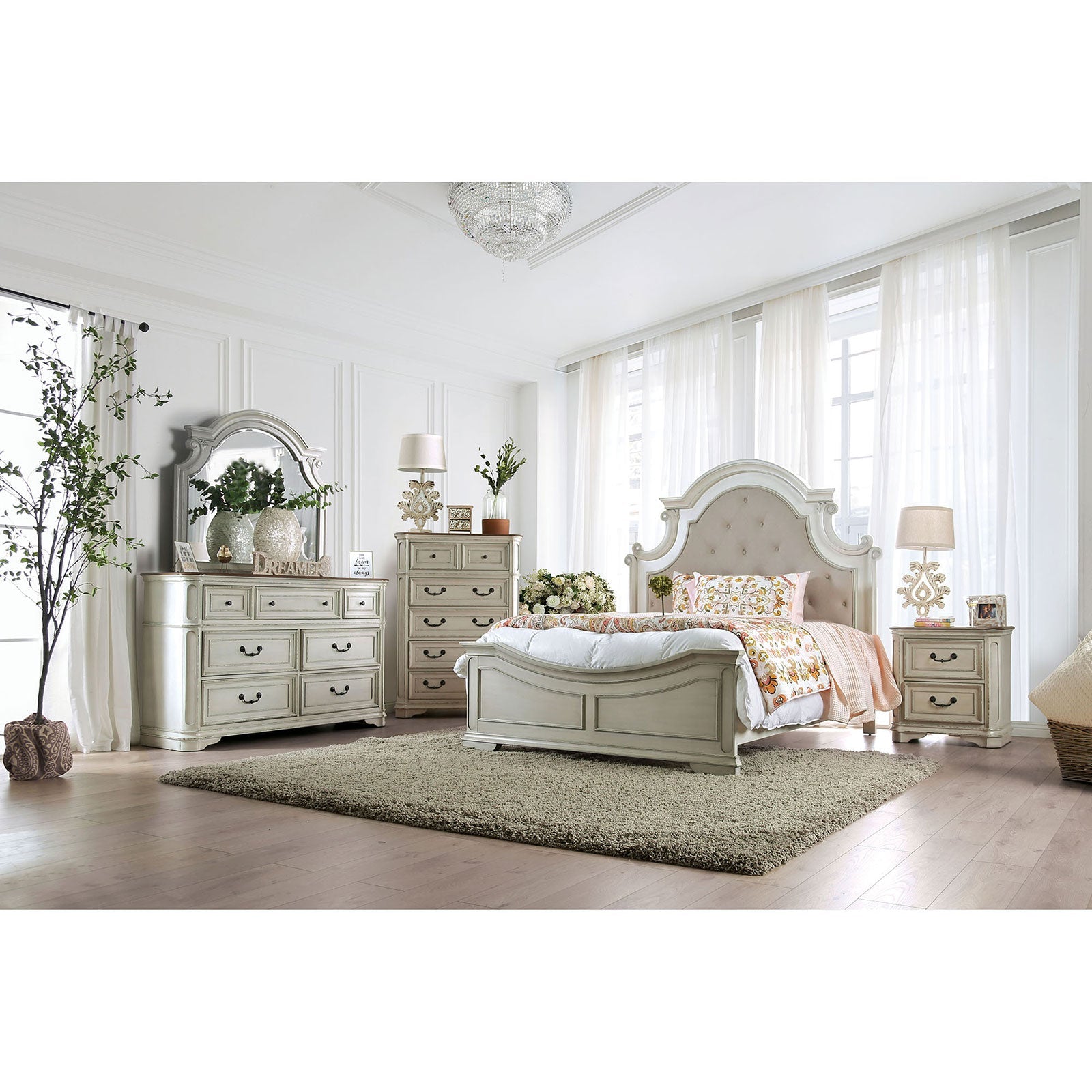 Pembroke Antique Whitewash 4 Pc. Queen Bedroom Set FOA East