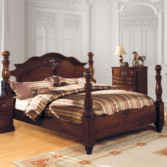 Tuscan II Glossy Dark Pine Queen Bed FOA East