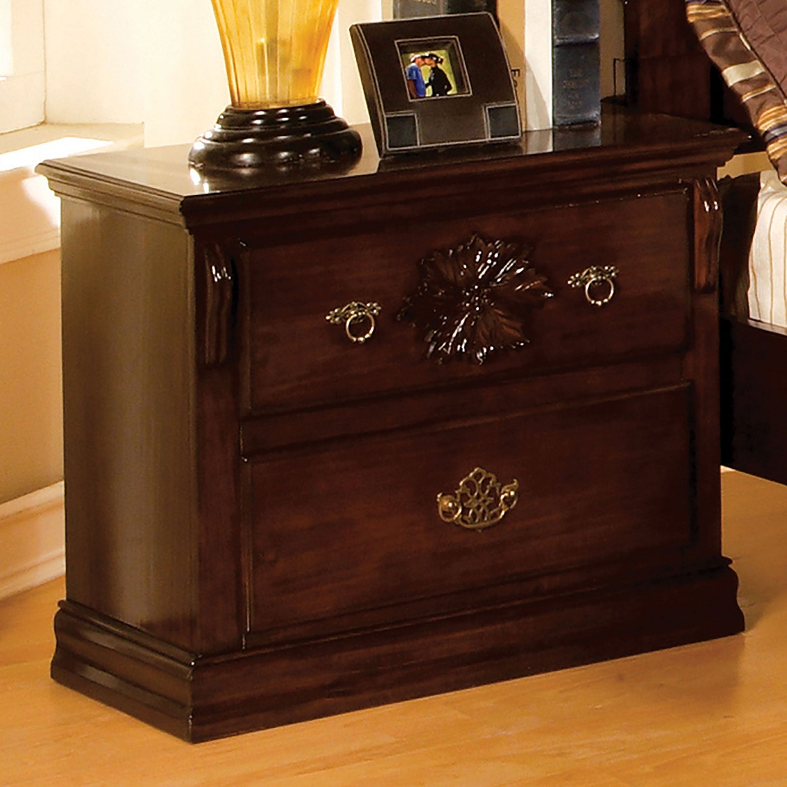 Tuscan II Glossy Dark Pine Night Stand FOA East