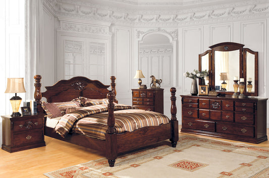 Tuscan II Glossy Dark Pine 4 Pc. Queen Bedroom Set FOA East