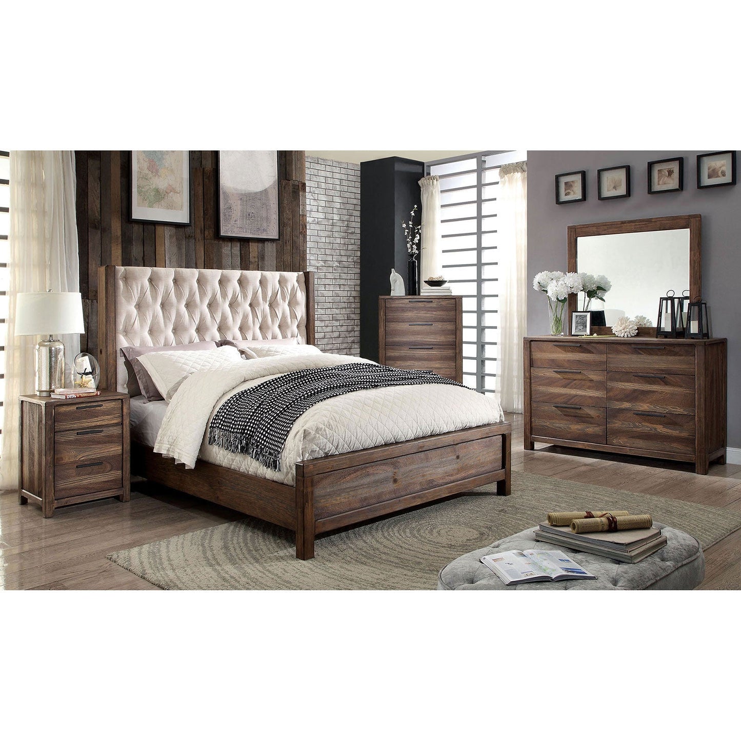 Hutchinson Rustic Natural Tone/Beige E.King Bed FOA East