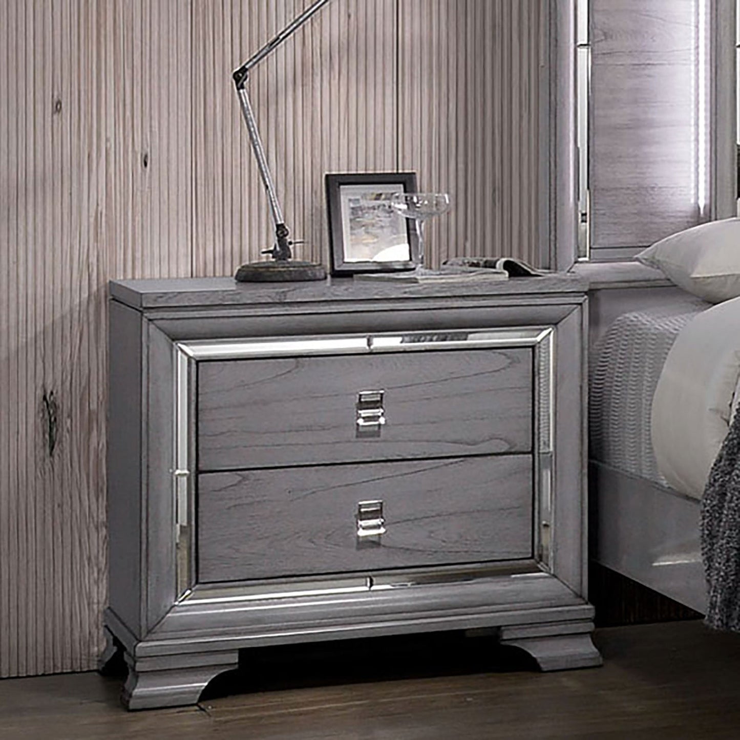 Alanis Light Gray Night Stand FOA East