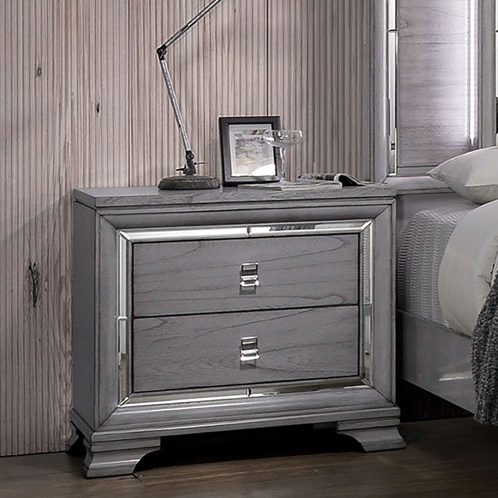 Alanis Light Gray Night Stand FOA East