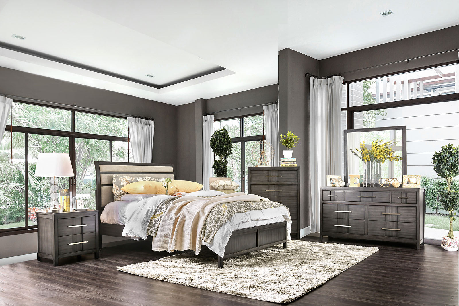 Berenice Gray/Beige 4 Pc. Queen Bedroom Set FOA East