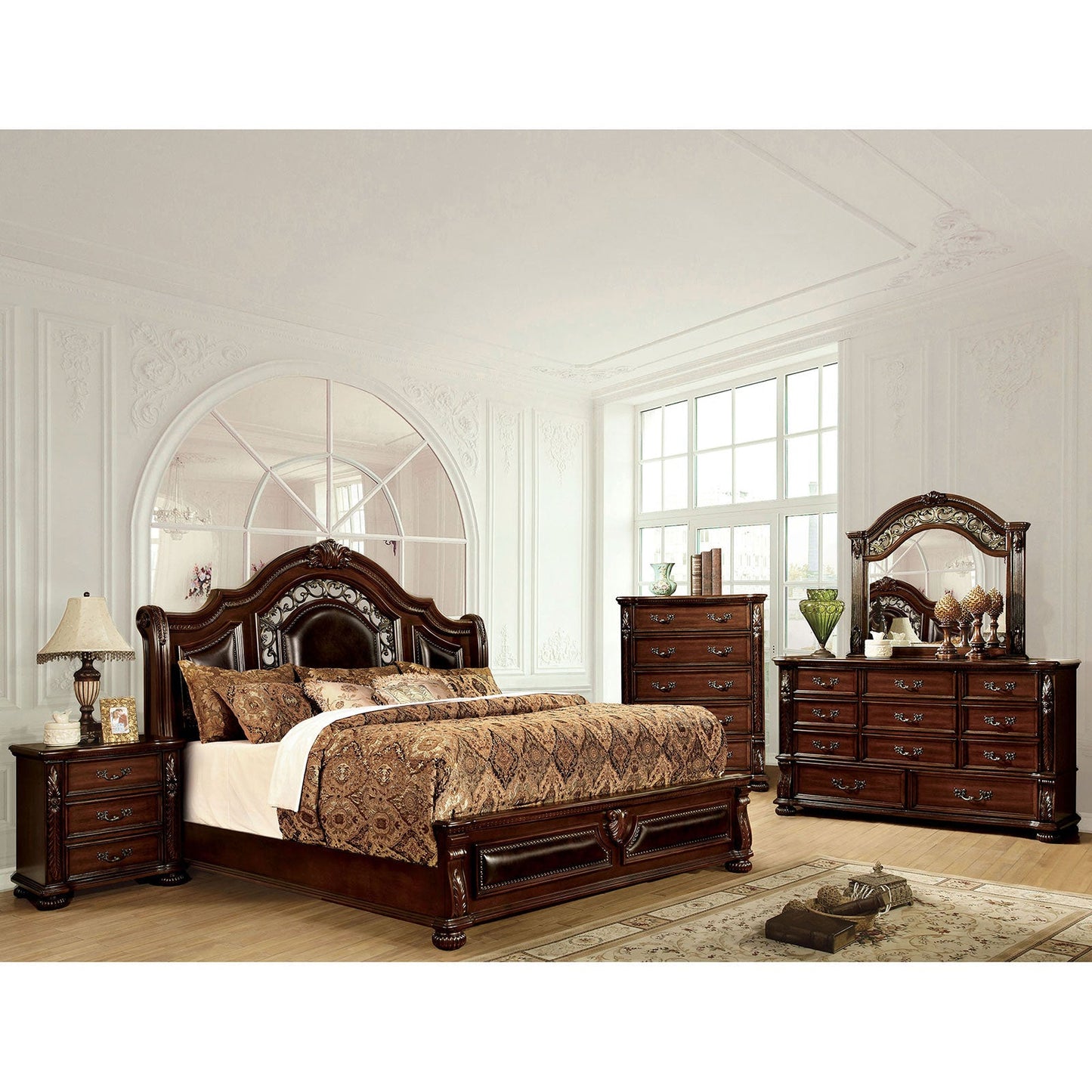 Flandreau Brown Cherry/Espresso 4 Pc. Queen Bedroom Set FOA East