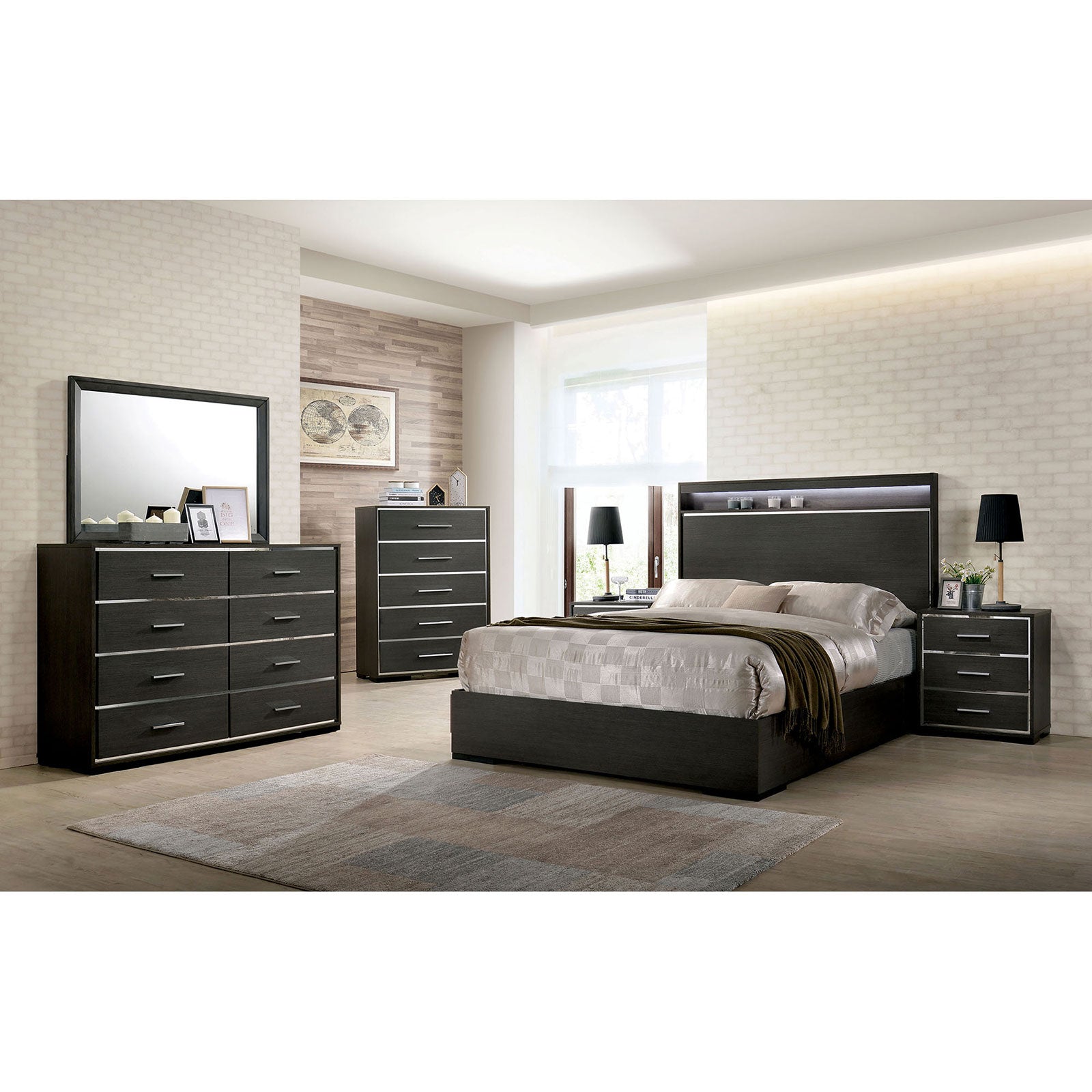 Camryn Warm Gray 5 Pc. Queen Bedroom Set w/ 2NS FOA East