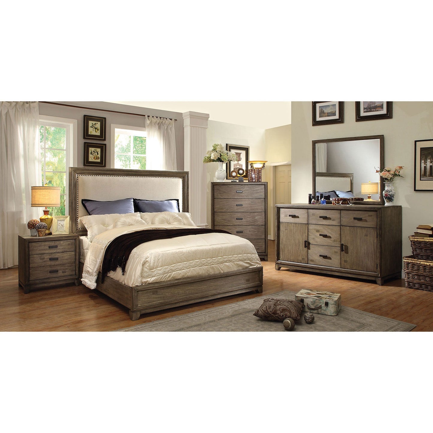 CARLSBAD Natural Ash/Ivory 5 Pc. Queen Bedroom Set w/ Chest FOA East