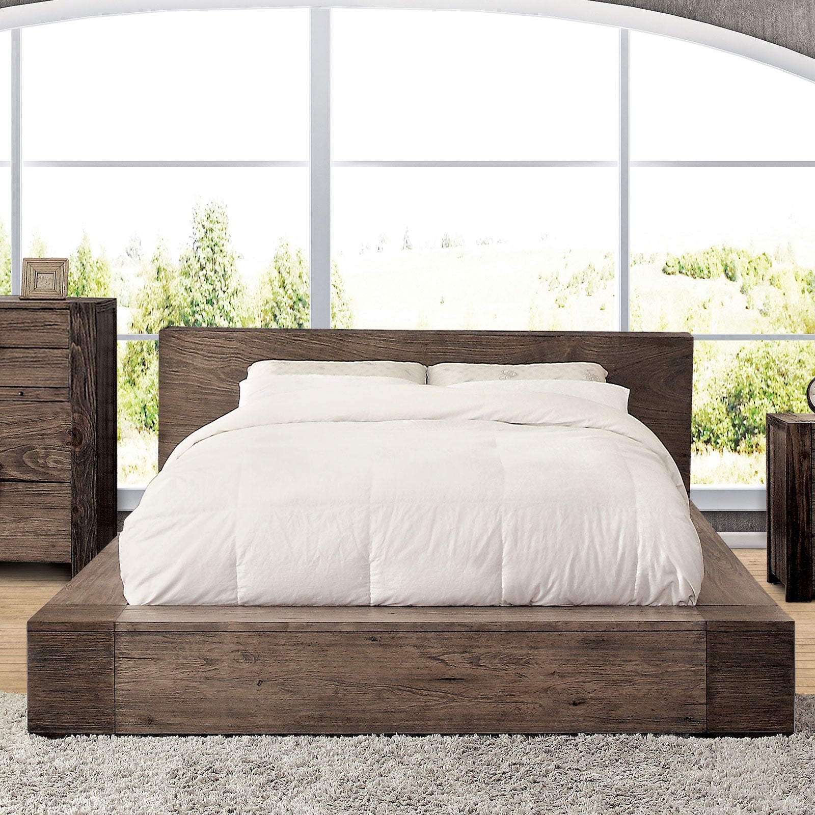 JANEIRO Rustic Natural Tone Queen Bed FOA East