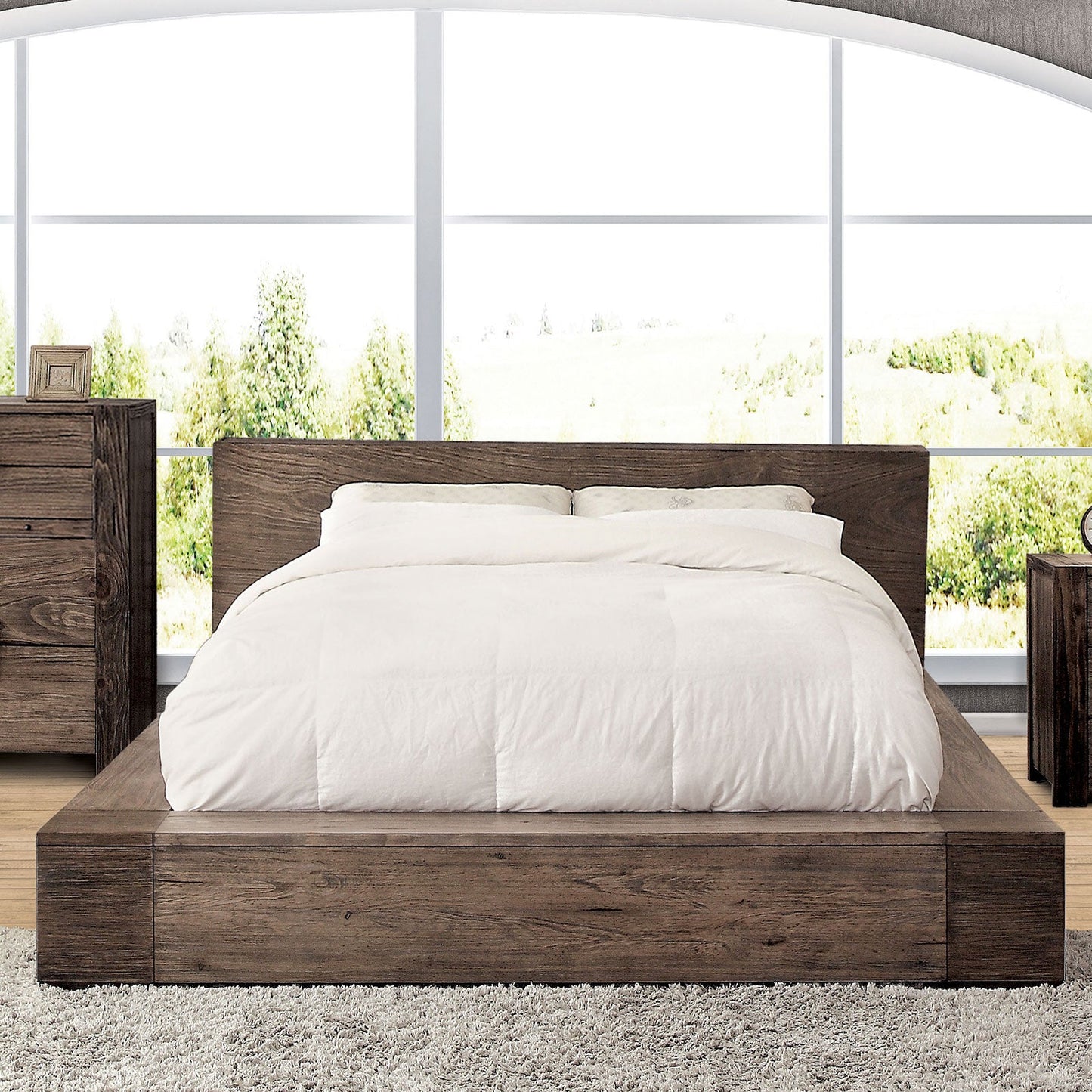 JANEIRO Rustic Natural Tone Cal.King Bed FOA East