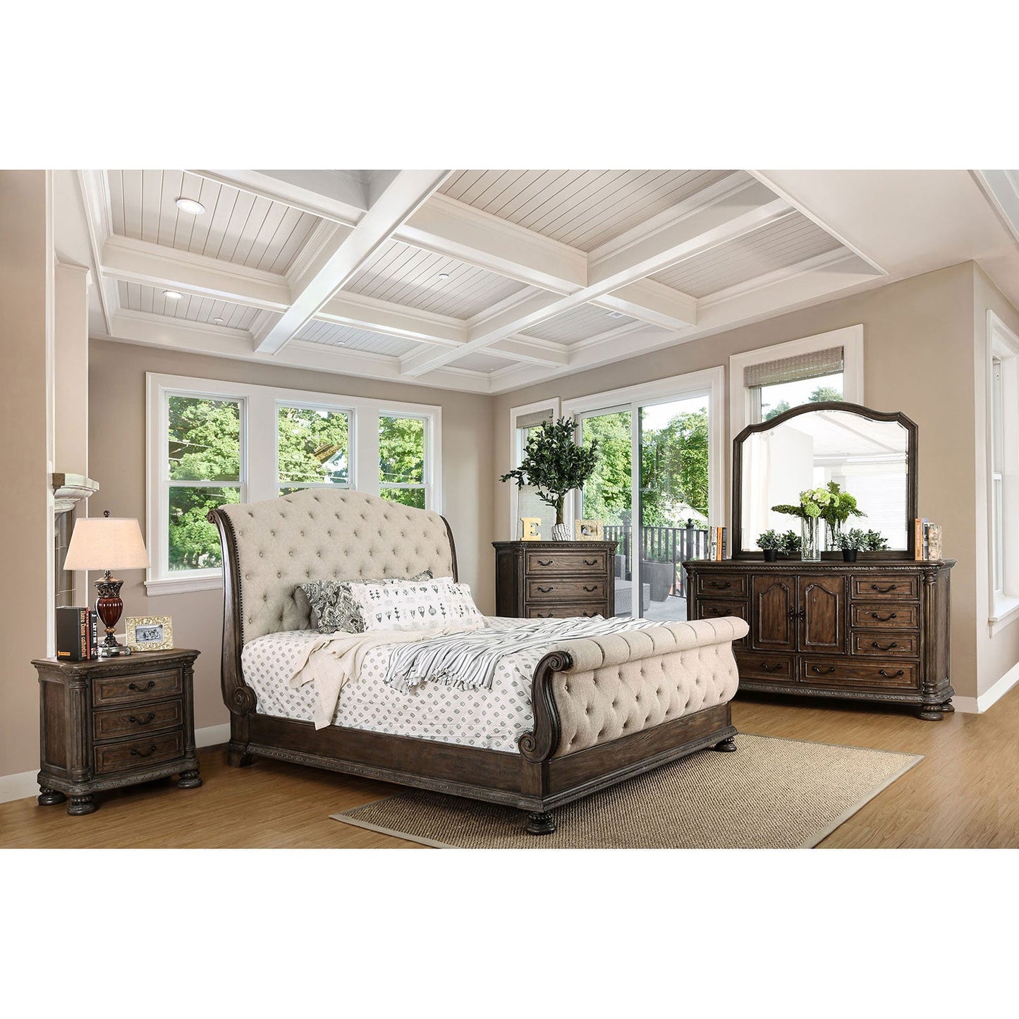 LYSANDRA Beige/Rustic Natural Tone E.King Bed FOA East