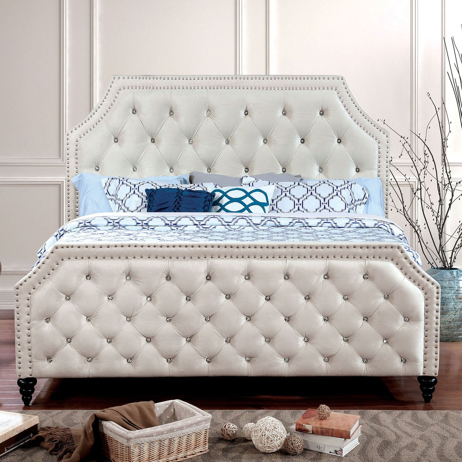 CLAUDINE Beige Queen Bed FOA East