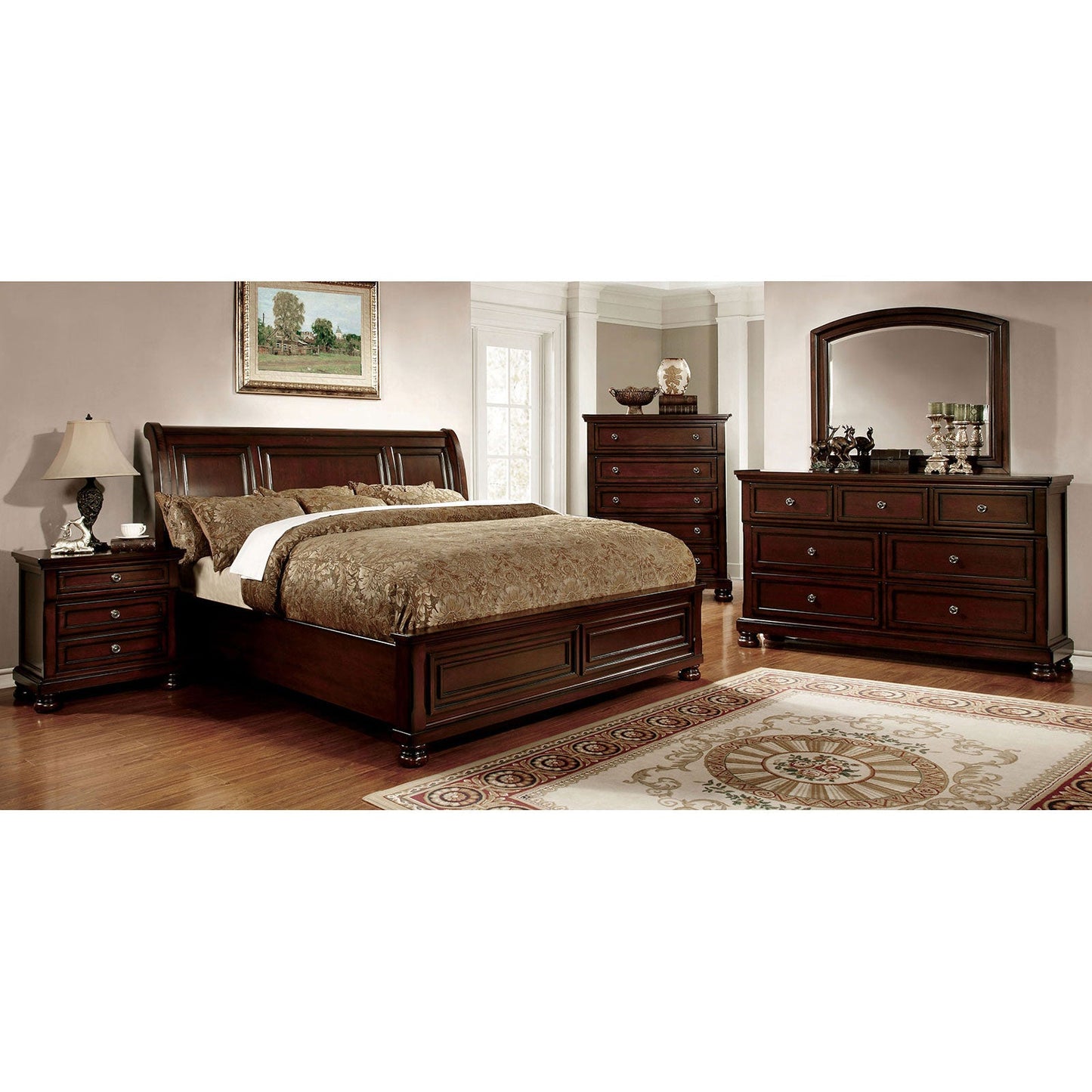 NORTHVILLE Dark Cherry 5 Pc. Queen Bedroom Set w/ 2NS FOA East