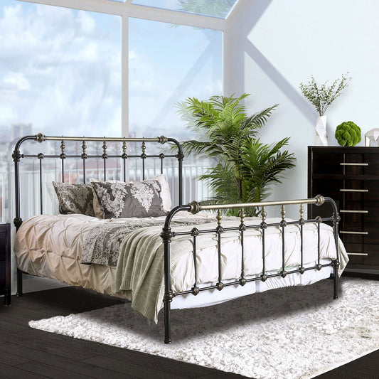 RIANA Antique Black Metal E.King Bed FOA East