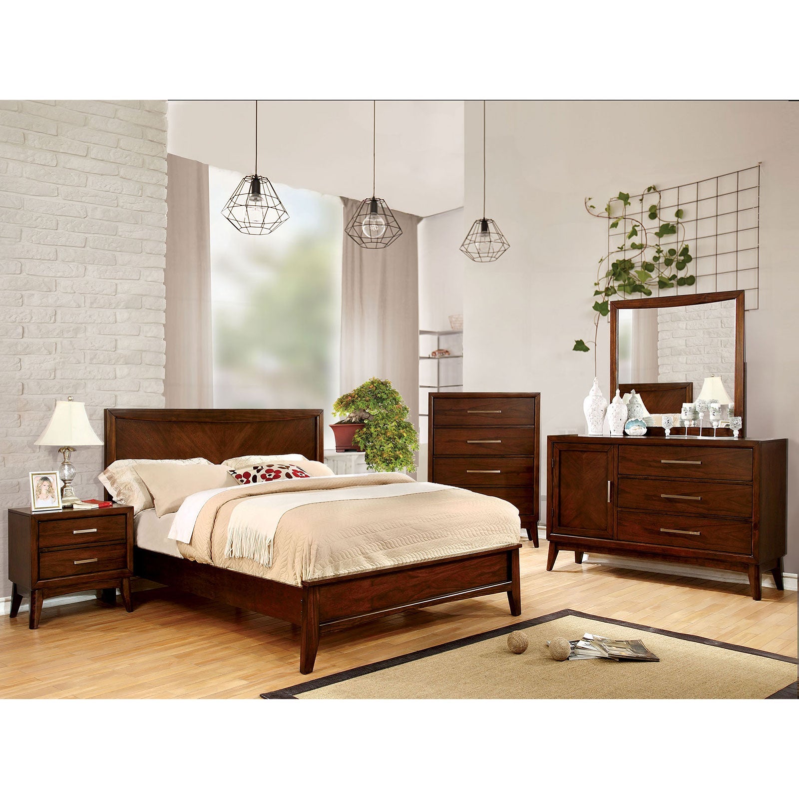 SNYDER Brown Cherry 5 Pc. Queen Bedroom Set w/ 2NS FOA East