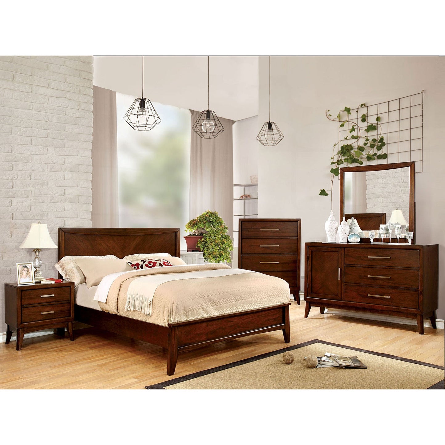 SNYDER Brown Cherry 5 Pc. Queen Bedroom Set w/ Chest FOA East