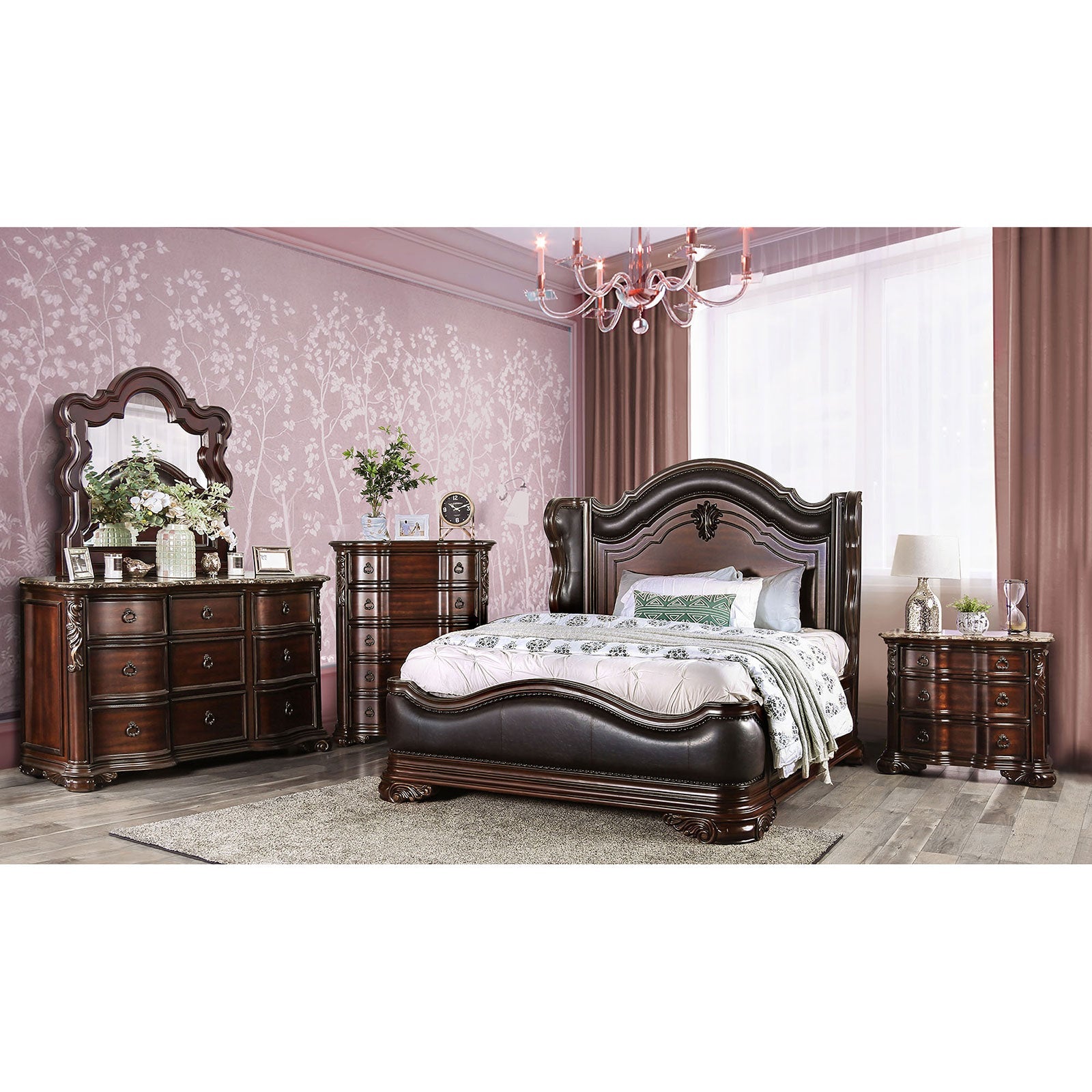 Arcturus Brown Cherry 4 Pc. Queen Bedroom Set FOA East