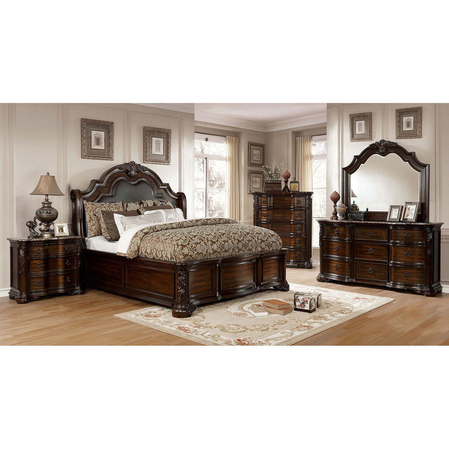 Niketas Brown Cherry/Espresso 4 Pc. Queen Bedroom Set FOA East