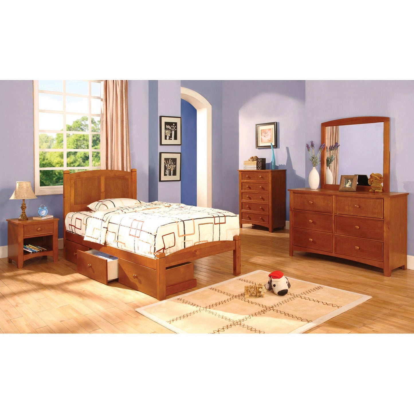 Cara Oak 4 Pc. Twin Bedroom Set FOA East