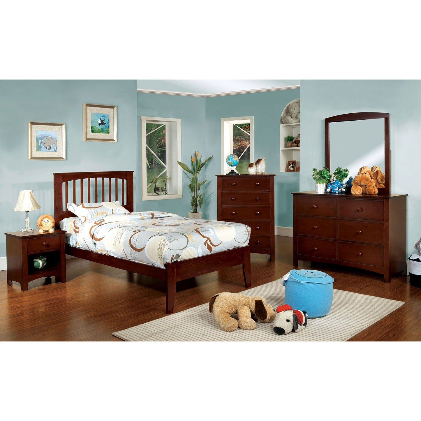 Pine Brook Cherry 4 Pc. Twin Bedroom Set FOA East