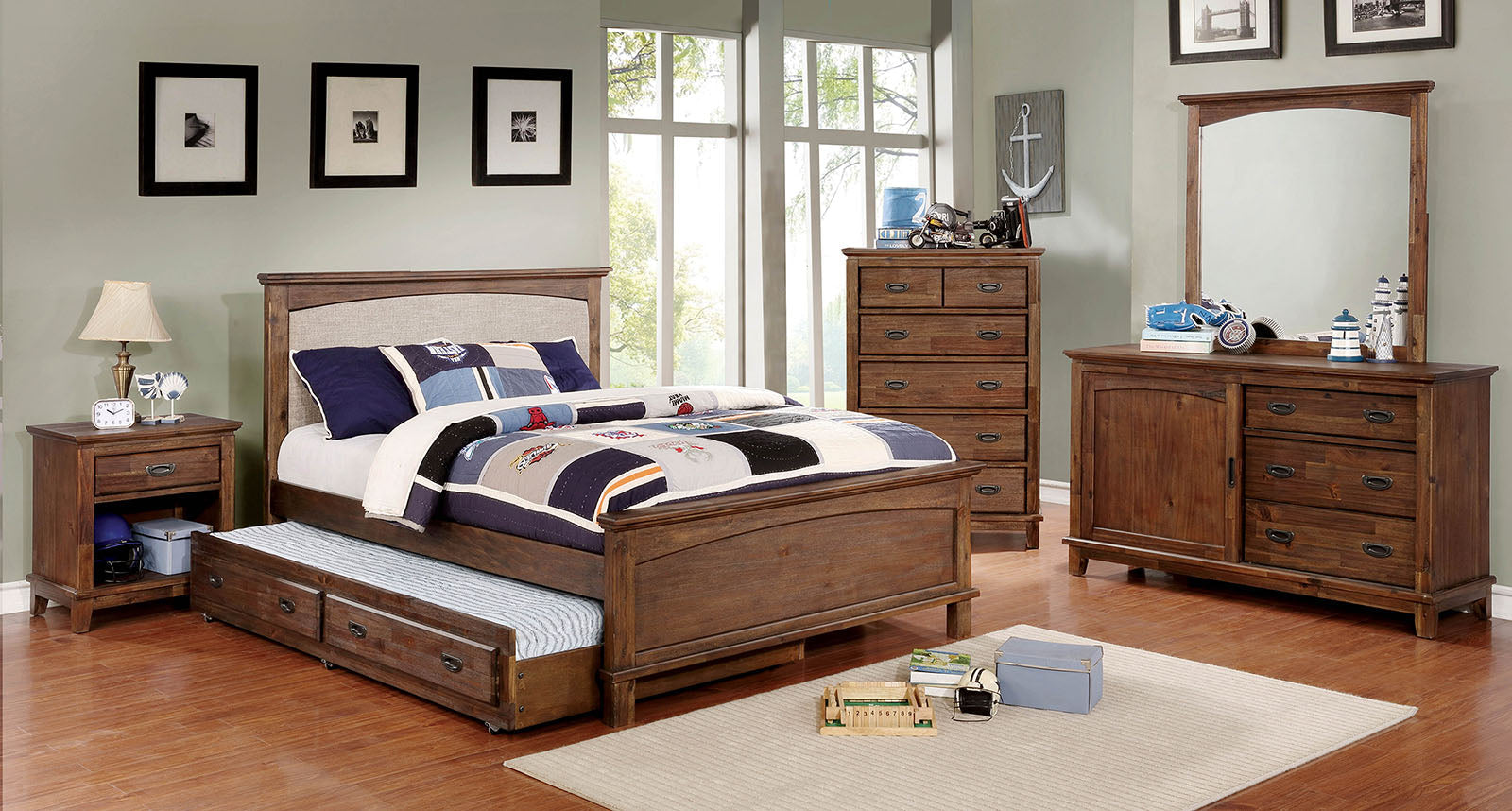 Colin Dark Oak 4 Pc. Twin Bedroom Set FOA East