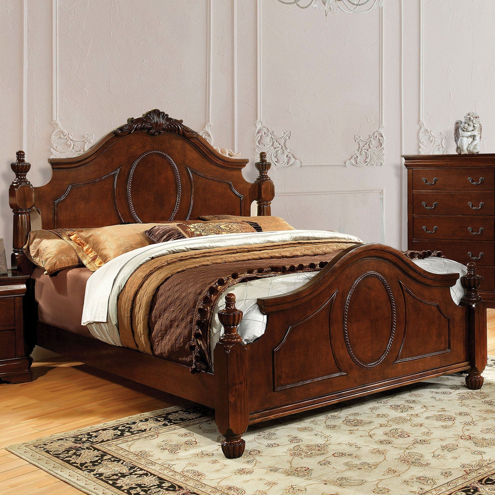 Velda II Brown Cherry Queen Bed FOA East