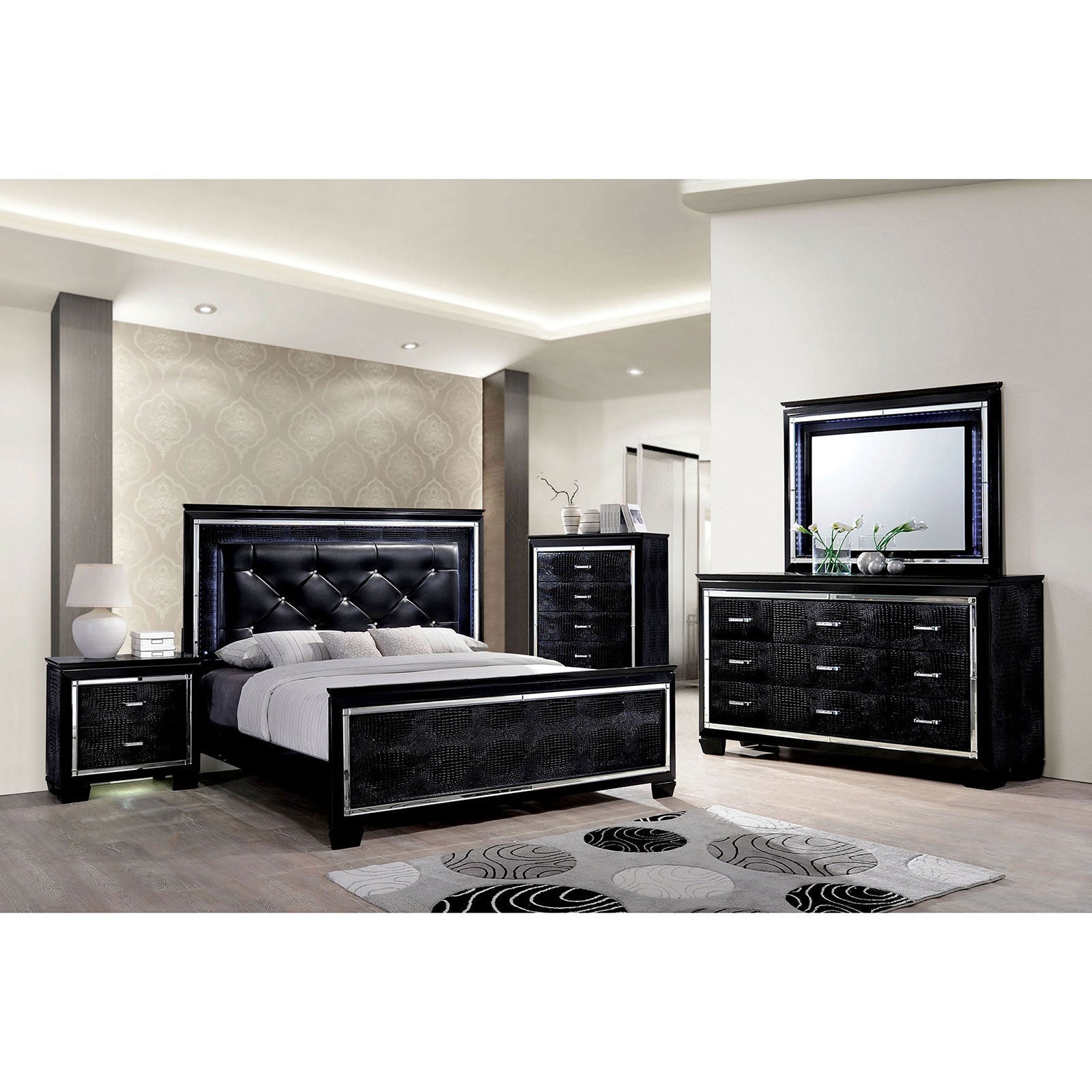 BELLANOVA Black 4 Pc. Queen Bedroom Set FOA East