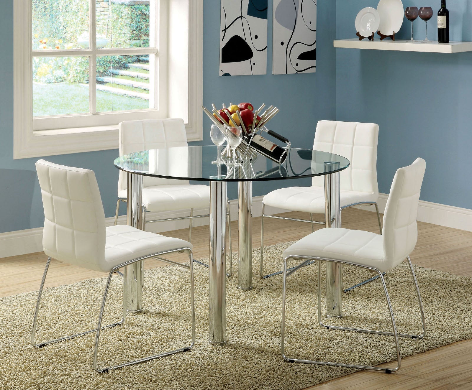 Kona I White 5 Pc. Round Dining Table Set FOA East