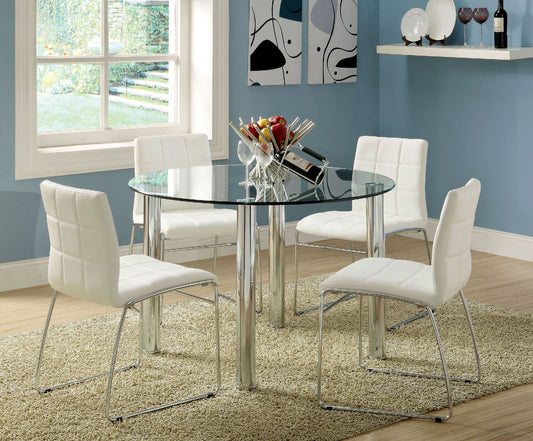 Kona I White 5 Pc. Round Dining Table Set FOA East