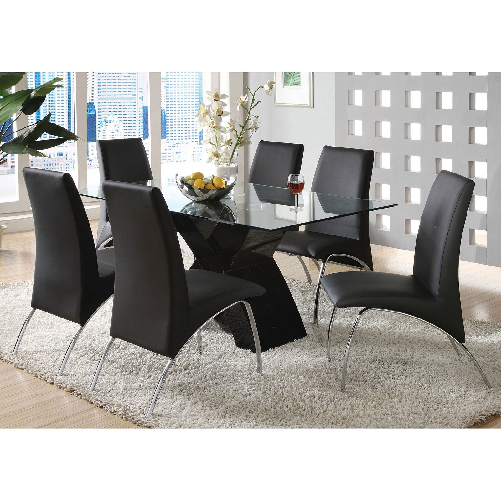 Wailoa Black 7 Pc. Dining Table Set FOA East