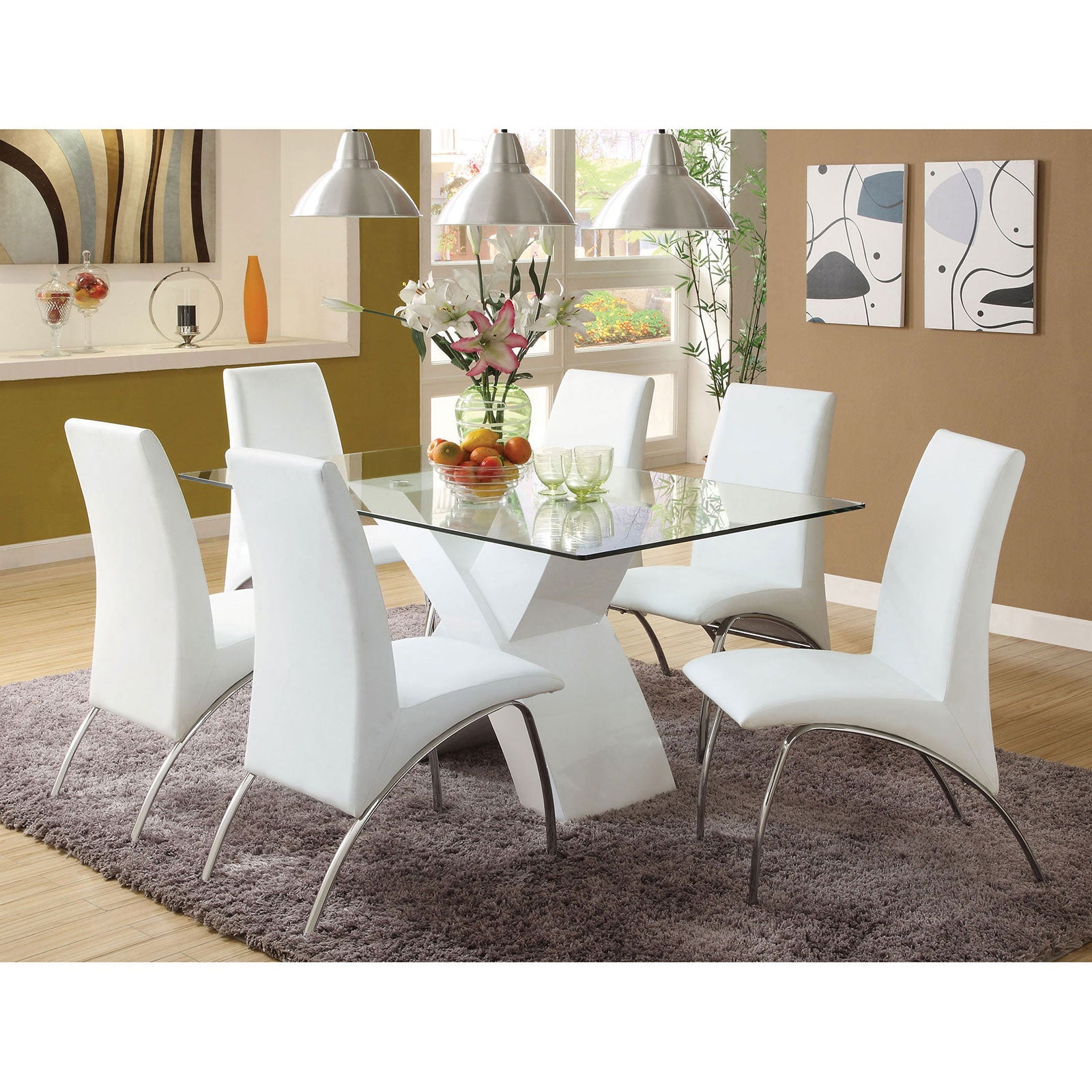 Wailoa White 7 Pc. Dining Table Set FOA East