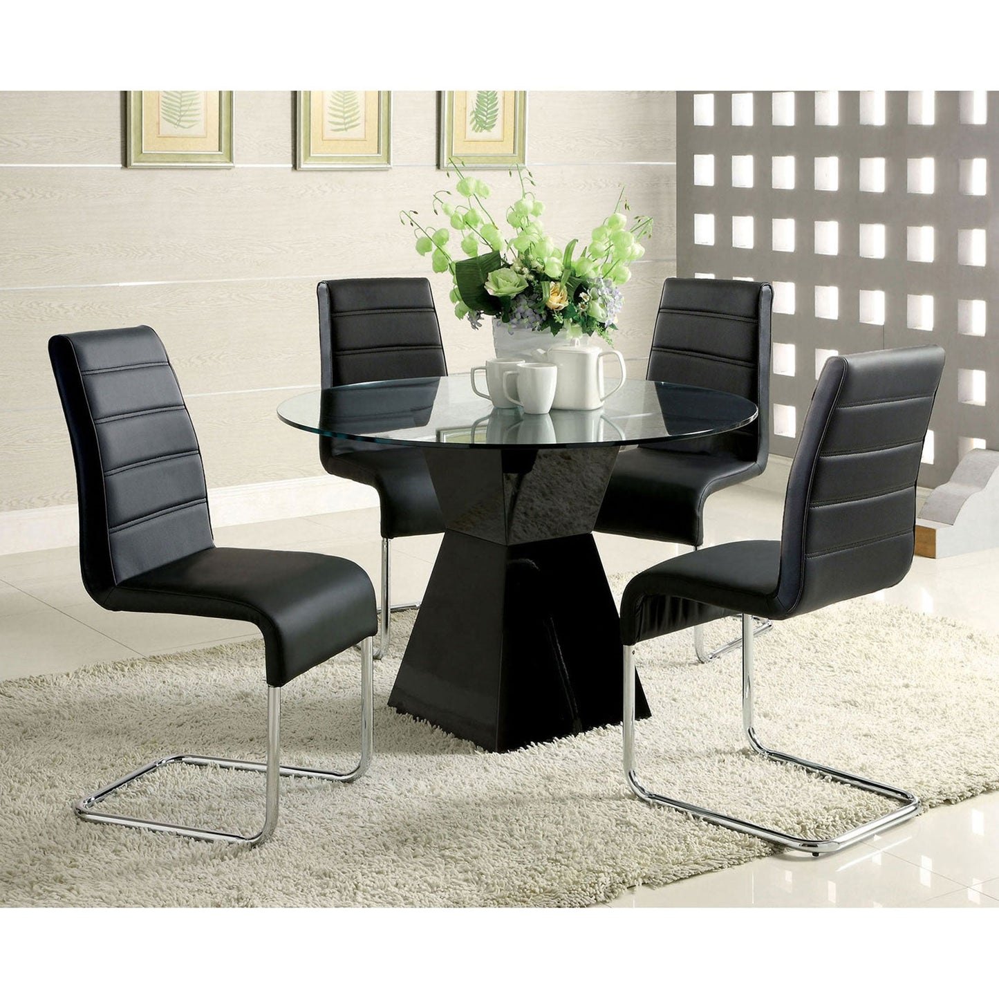 Mauna Black Round Dining Table FOA East