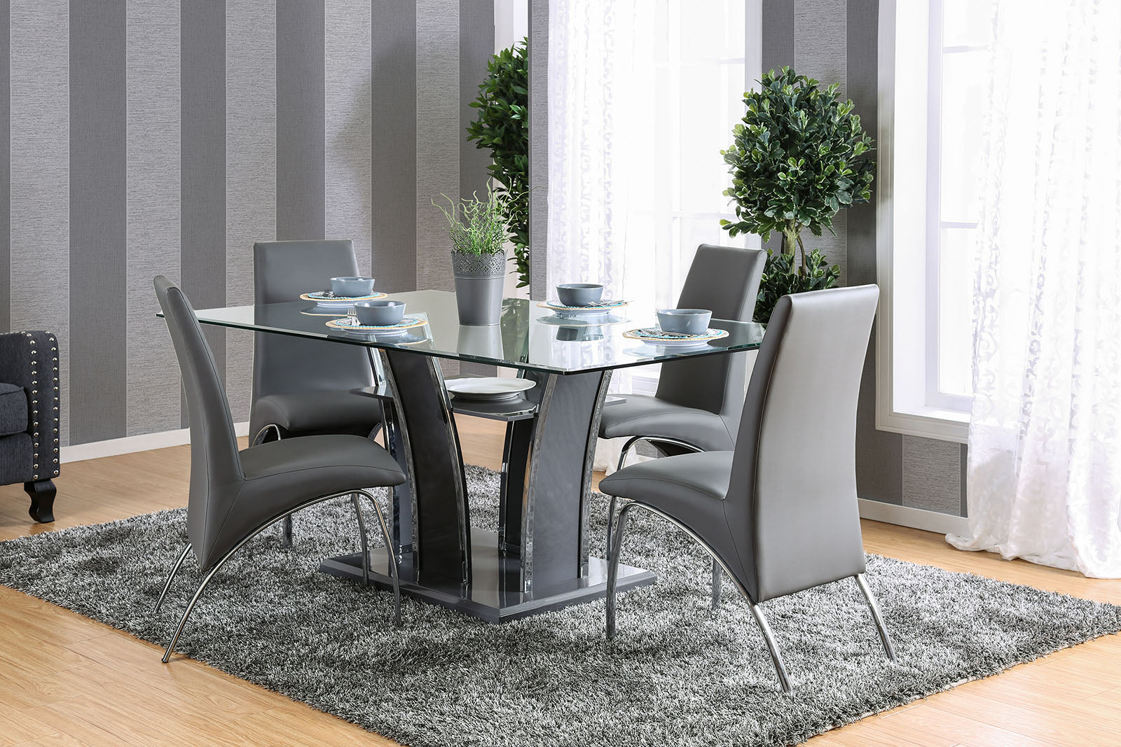 Glenview I Gray/Chrome Dining Table FOA East