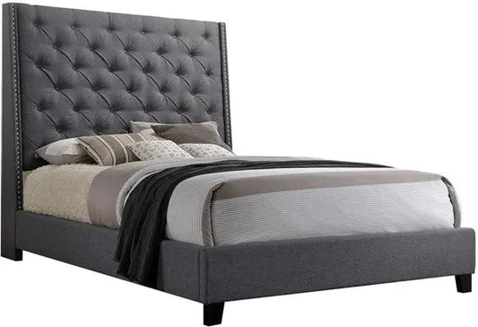 Chantilly Gray King Upholstered Bed Crown Mark