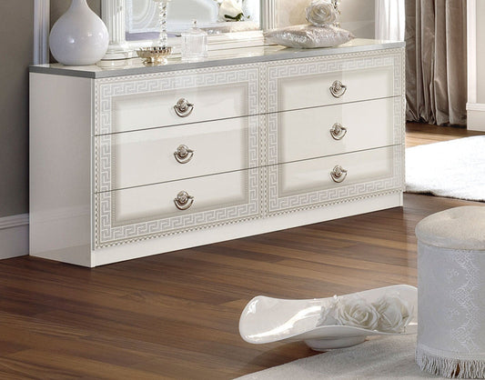 ESF Furniture - Aida Double Dresser in White-Silver - AIDADDRESSERWHITESIL ESF Furniture