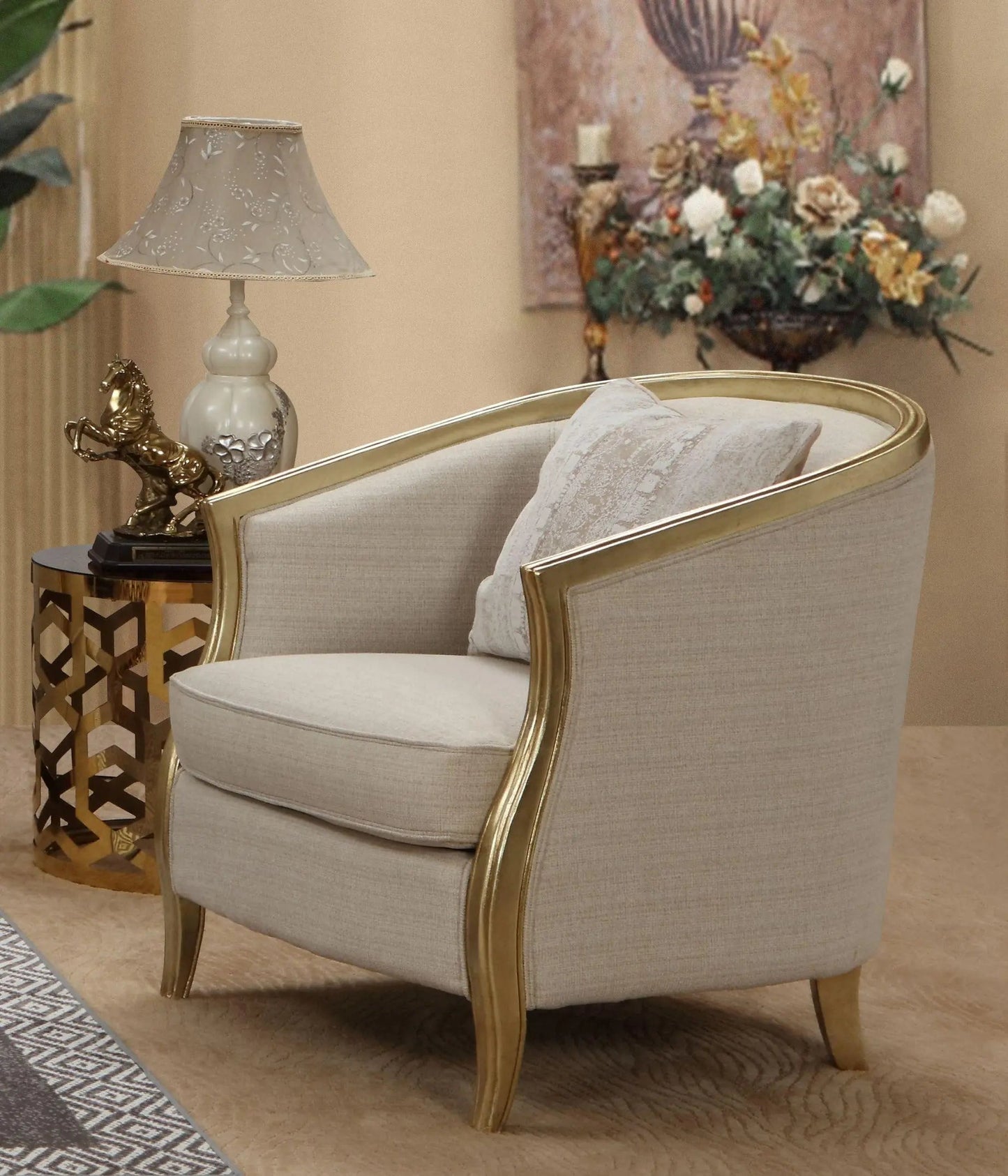 Cora Modern Sofa and Loveseat in Antique Gold Wood Finish by Cosmos Furniture Cosmos Furniture