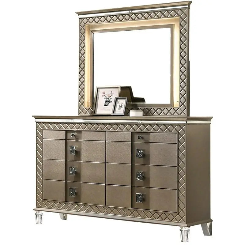 Coral 6Pc Modern Bedroom Set in Bronze Finish by Cosmos Furniture Cosmos Furniture