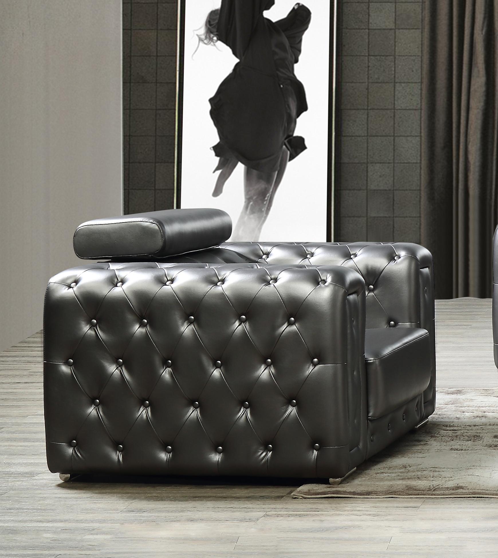 Charlise Modern Style Silver Chair in Faux Leather Cosmos Furniture