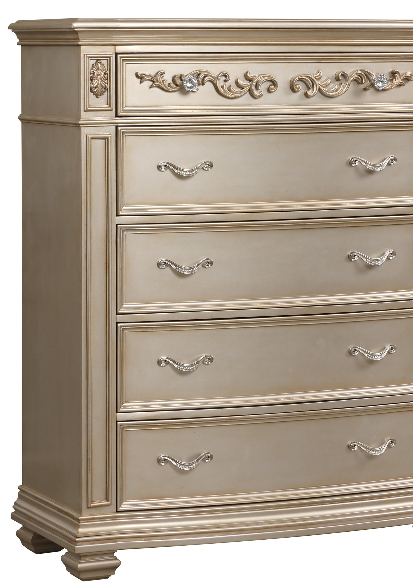 Valentina Traditional Style Chest in Gold finish Wood Cosmos Furniture