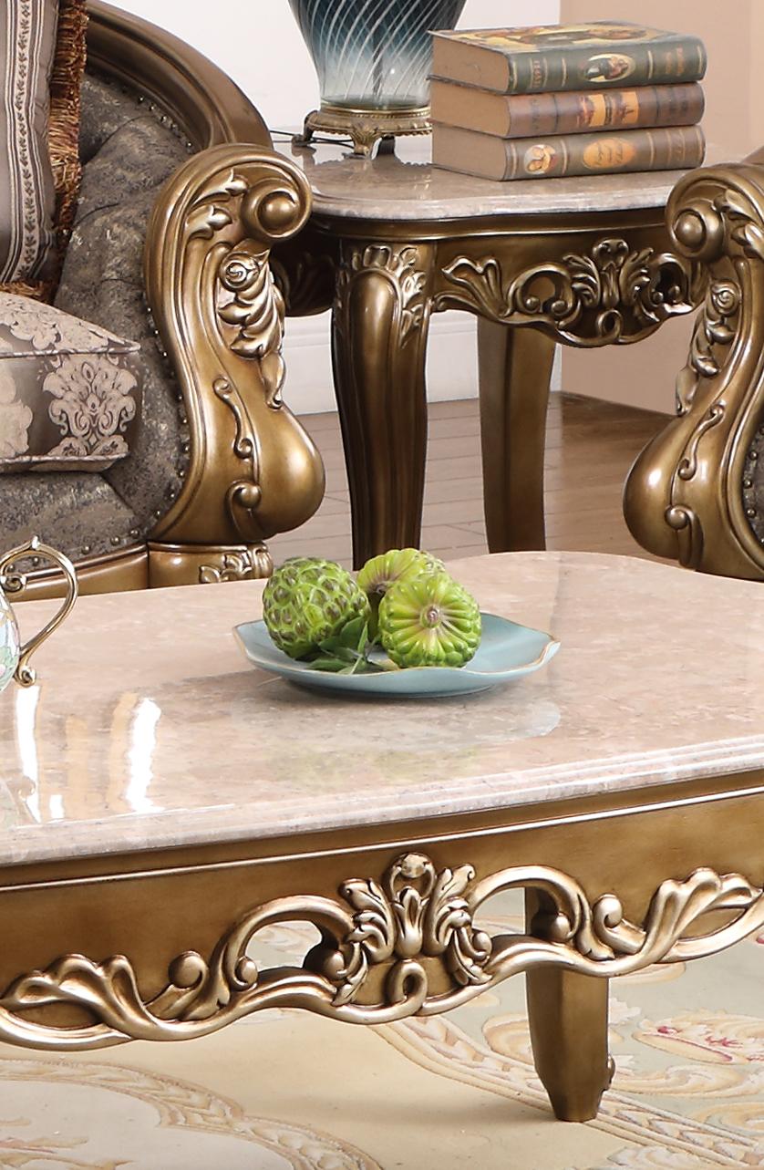 Amelia Traditional Style End Table in Bronze finish Wood Cosmos Furniture