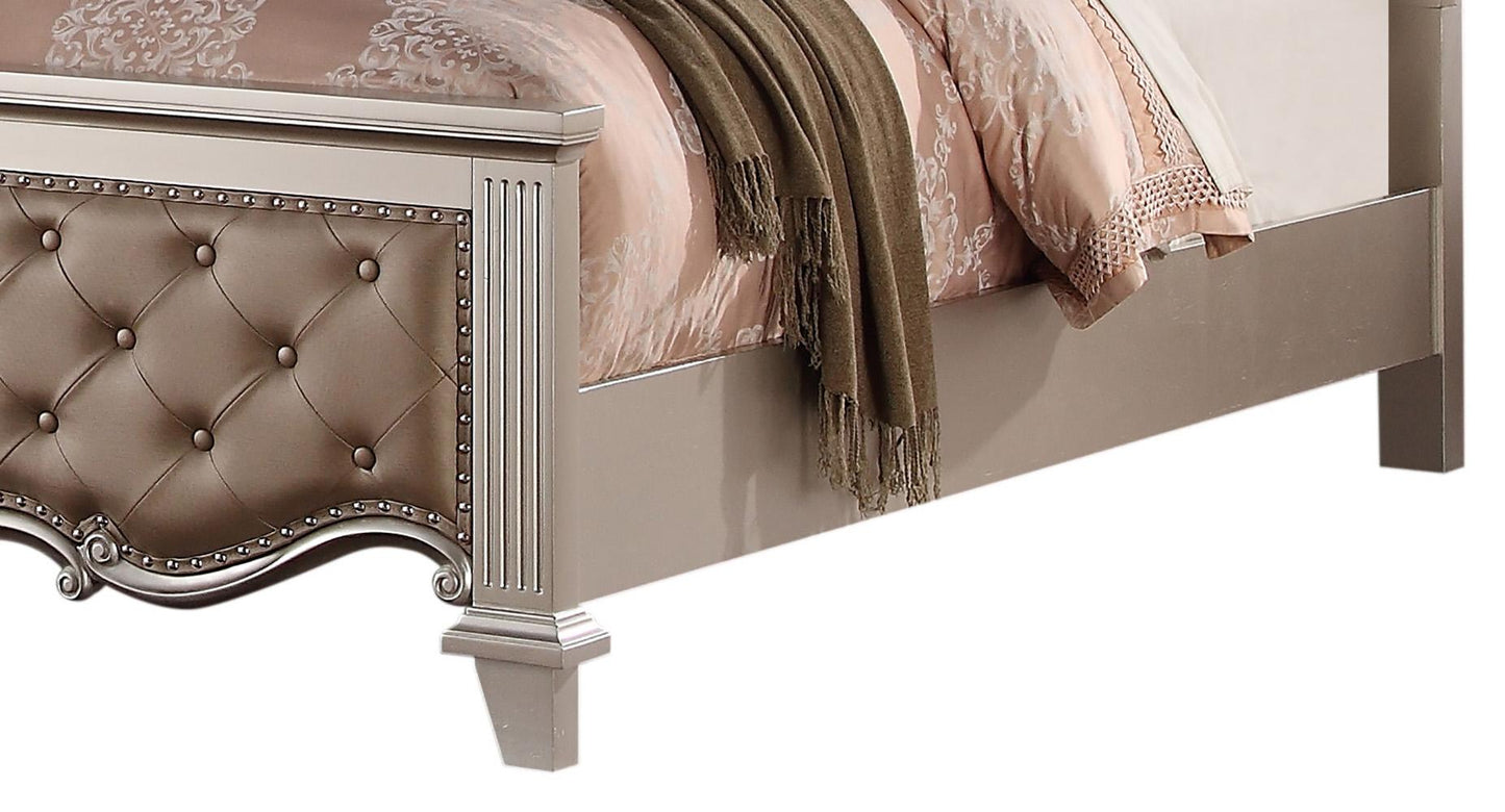 Sonia Contemporary Style Queen Bed in Beige finish Wood Cosmos Furniture