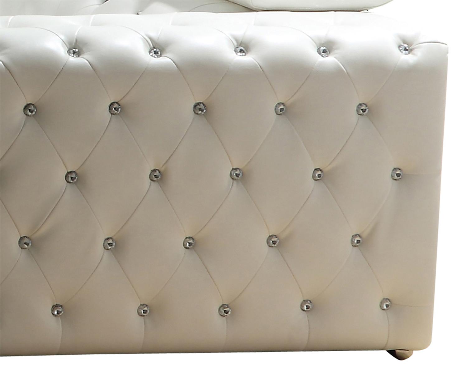 Charlise Modern Style White Loveseat in Faux Leather Cosmos Furniture