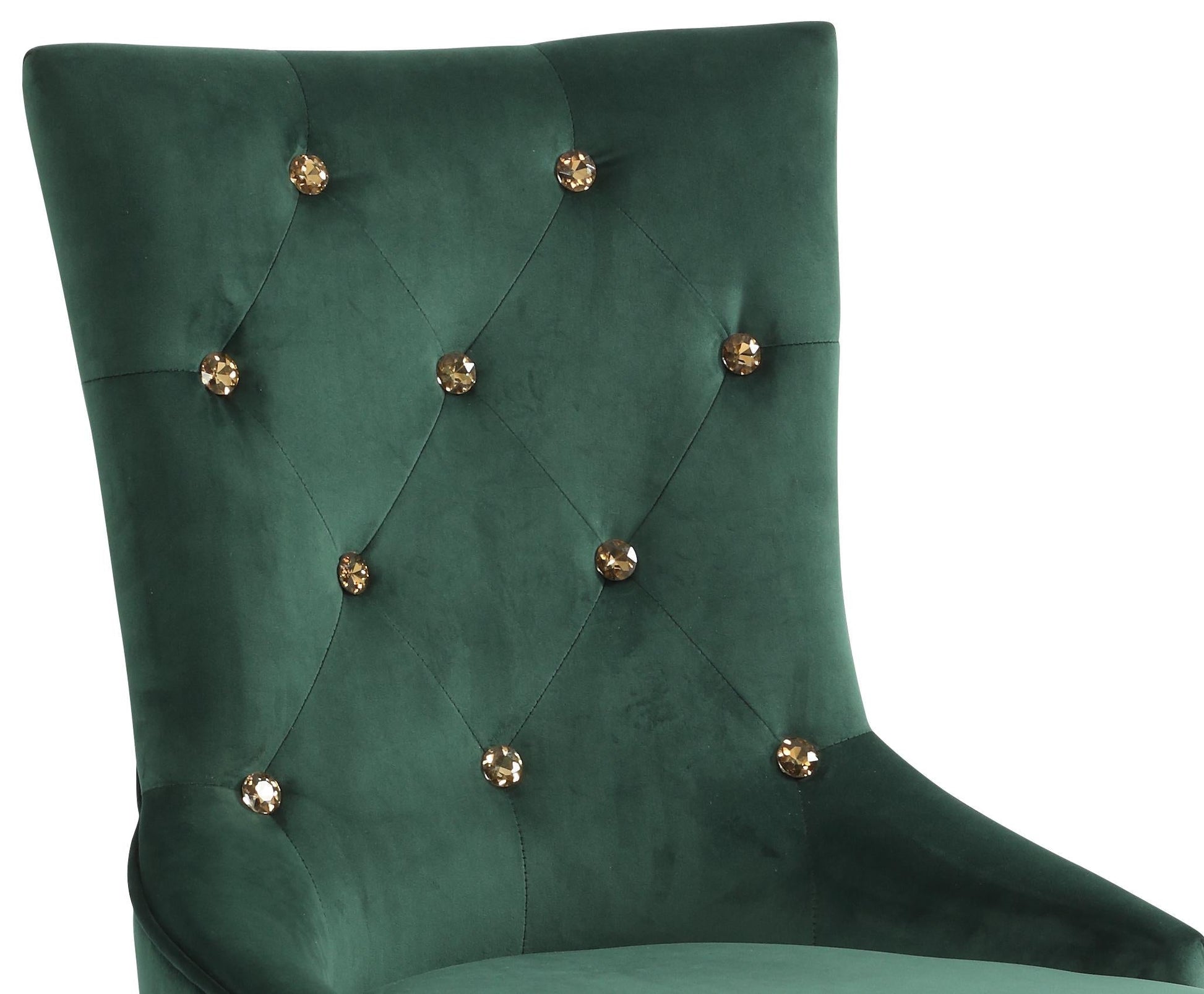 Queen Gold Modern Style Dining Chair in Green Velvet Fabric Cosmos Furniture