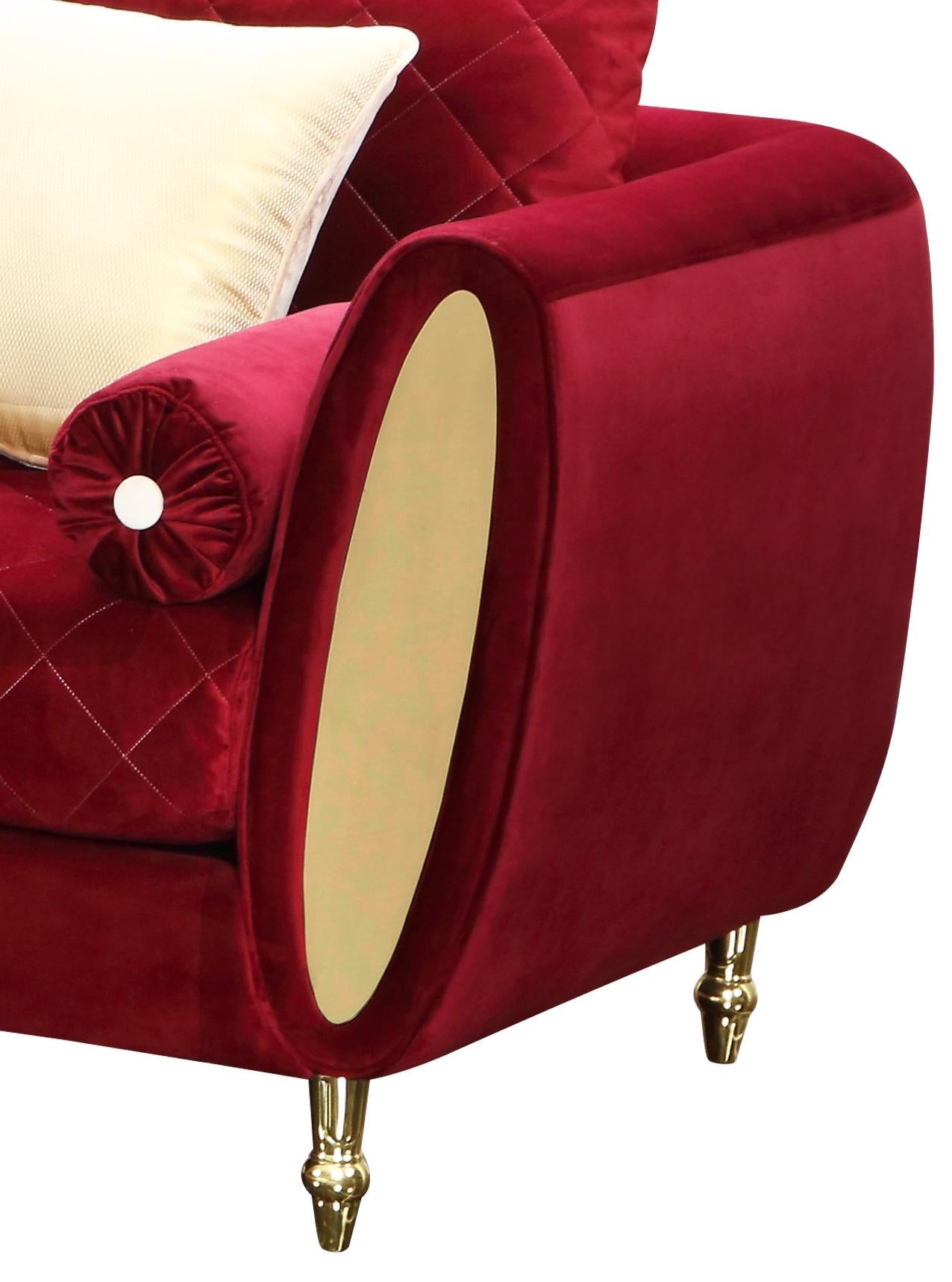 Ruby Modern Style Red Chair with Gold Finish Cosmos Furniture